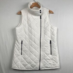 Andrew Marc New York White Quilted Offset Black Zipper Puffer Vest Women’s Small